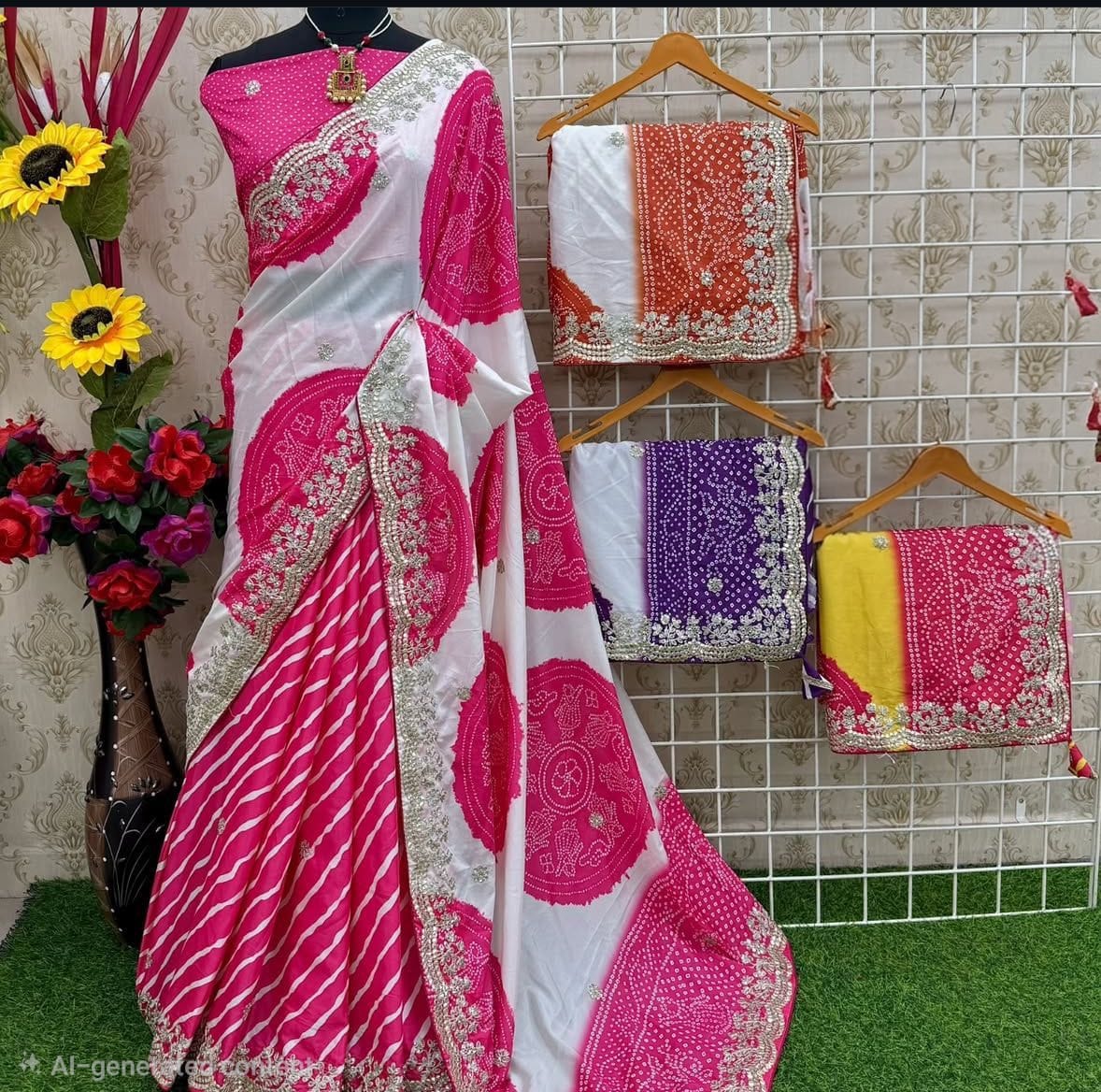 CHINON LAHRIYA SAREE SET OF 4 x 950₹- MB44
