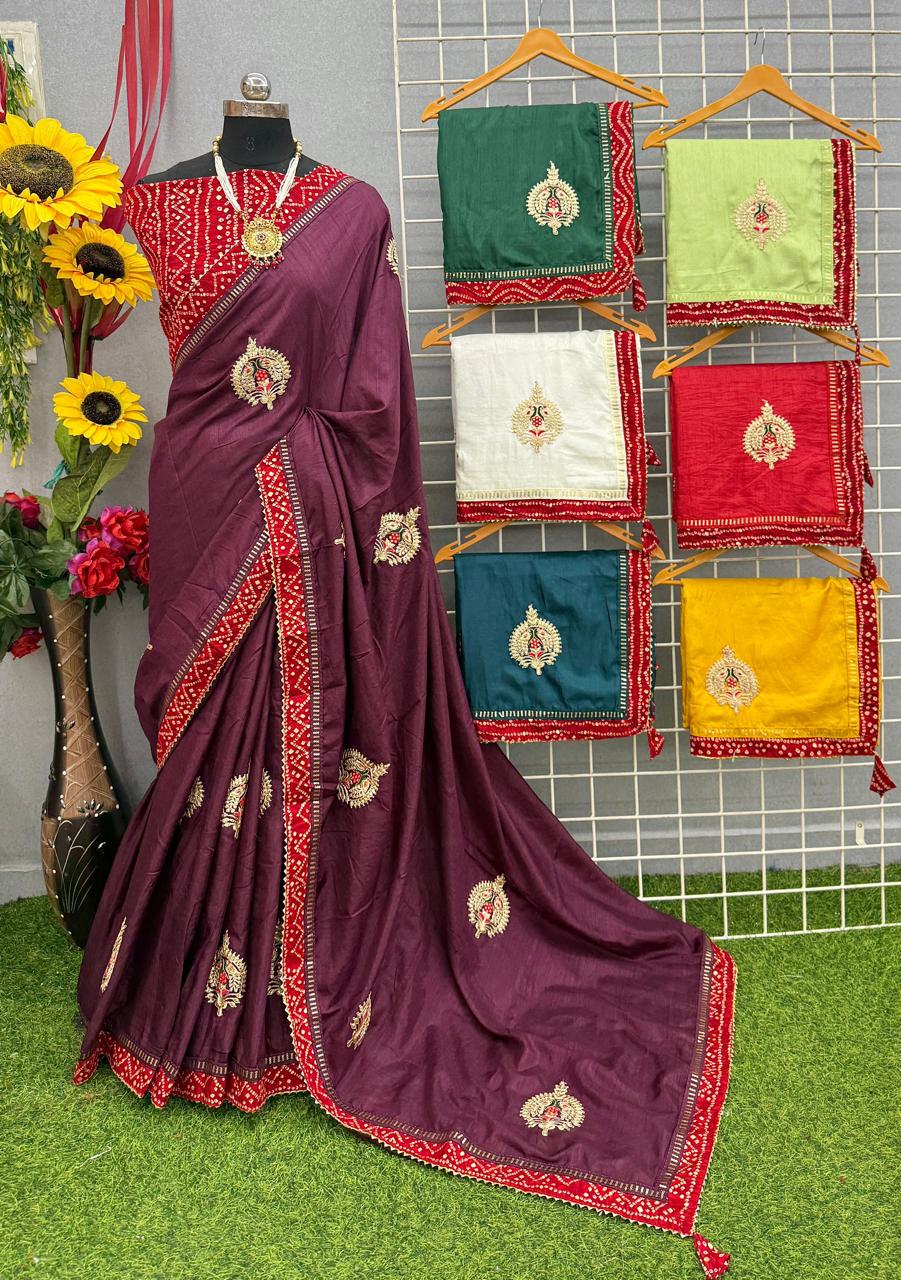 BANDGANI WITH DOLA SAREES SET OF 7 x 575₹- MB45