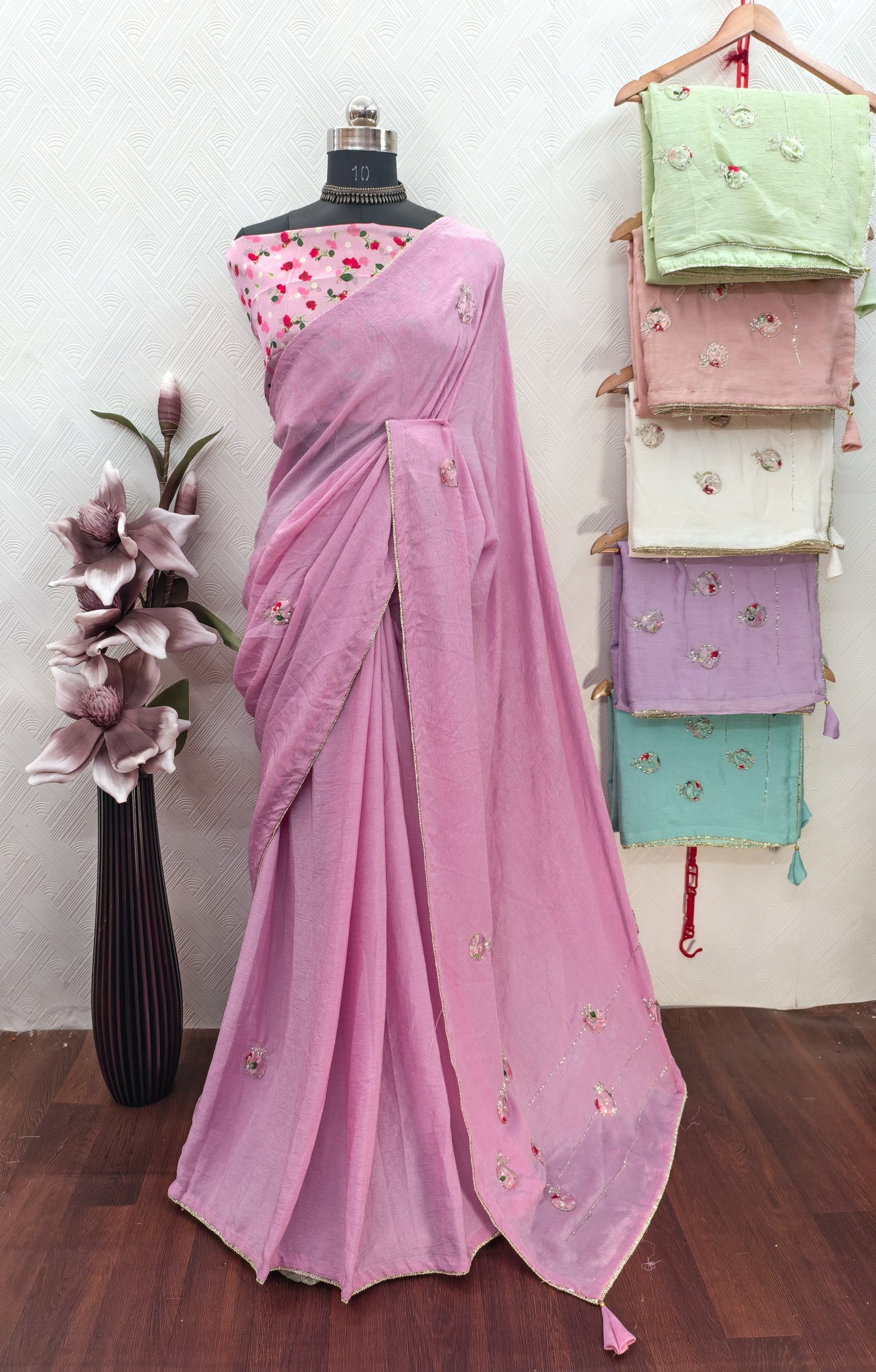 CUT DANA WORK FANCY SAREE SET OF 6 x 725₹- MB29