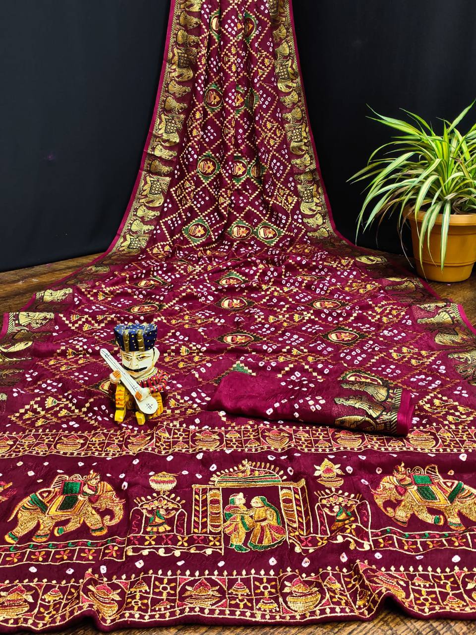 ART SILK BANDHEJ SAREE- MB