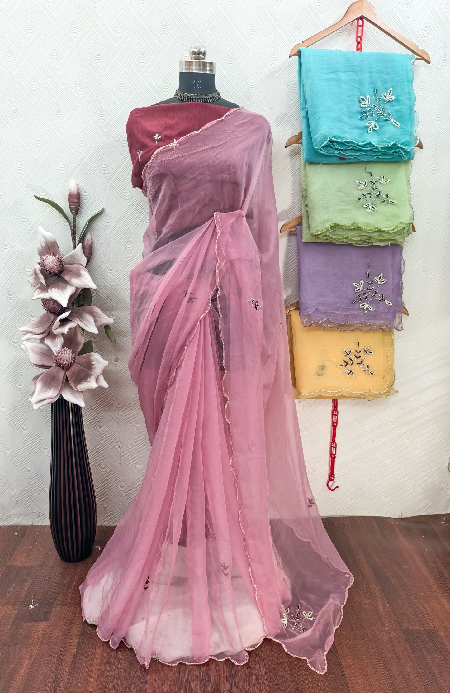 VARI CHIFFON HANDWORK SAREE SET OF 5 x 835₹- MB32