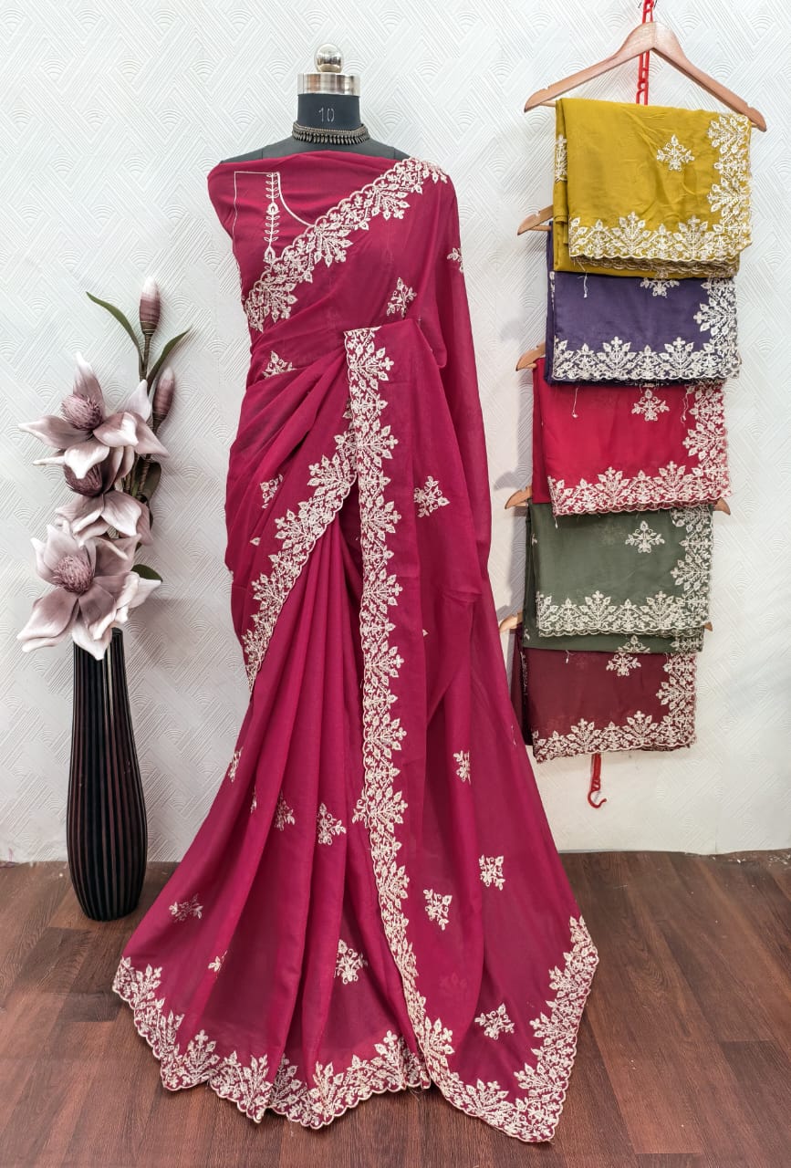 CUTWORK FANCY SAREE SET OF 6 x 550₹- MB12