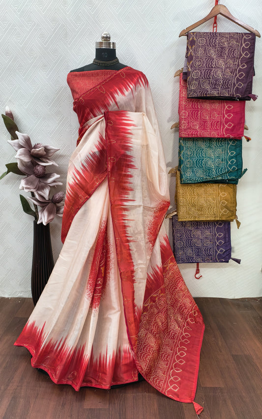 TWO TONE BANDHANI SAREE SET OF 6 x 795₹- MB40