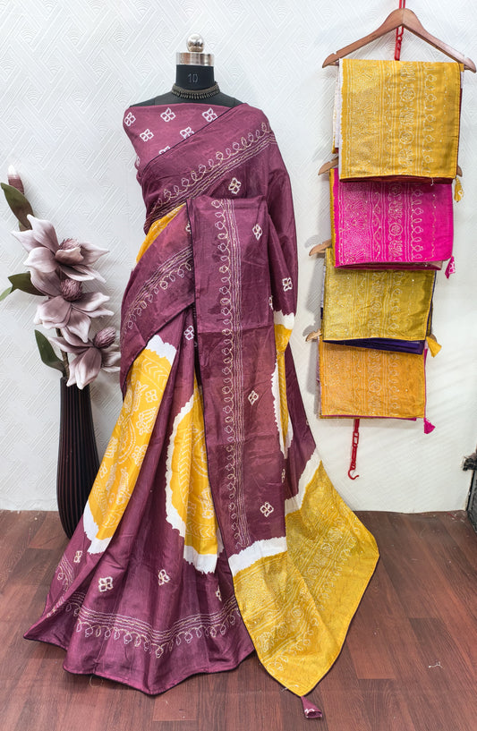 BEAUTIFULL BANDHANI SAREE SET OF 5 x 795₹- MB39