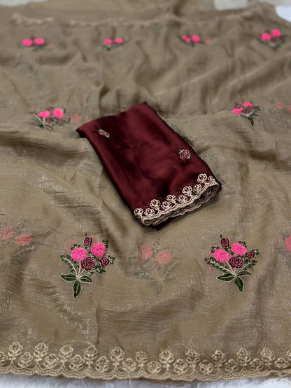 NEW CRUNCHY FANCY SAREE- PALAK
