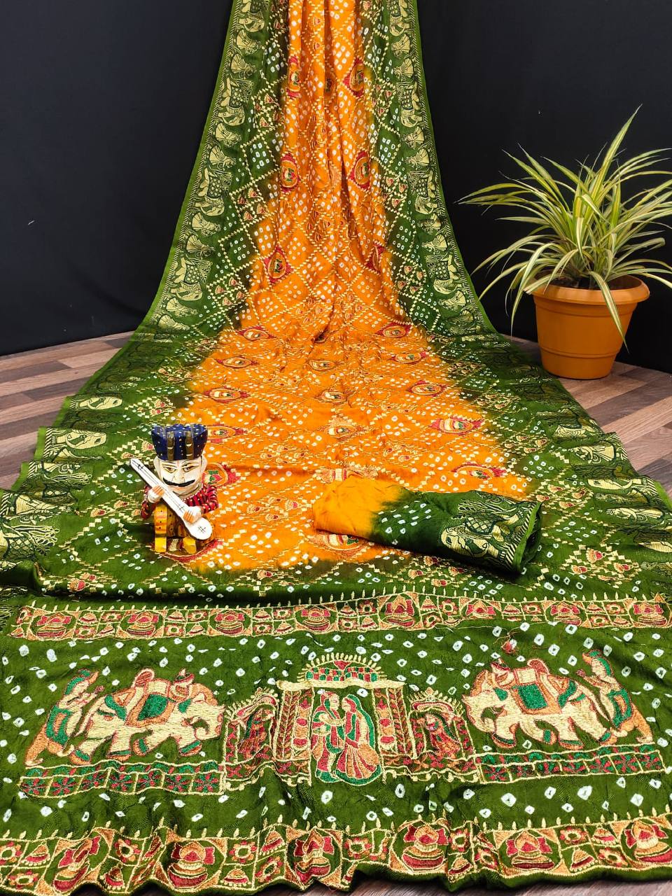 ART SILK BANDHEJ SAREE- MB