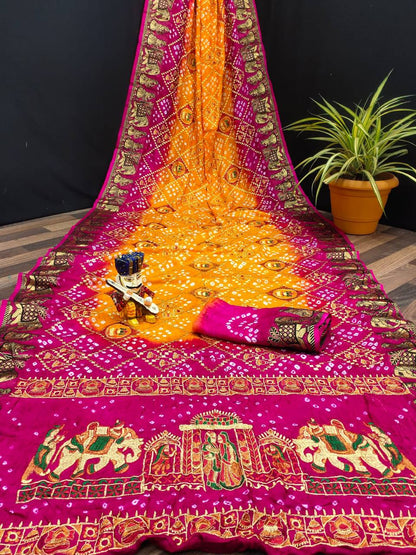 ART SILK BANDHEJ SAREE- MB