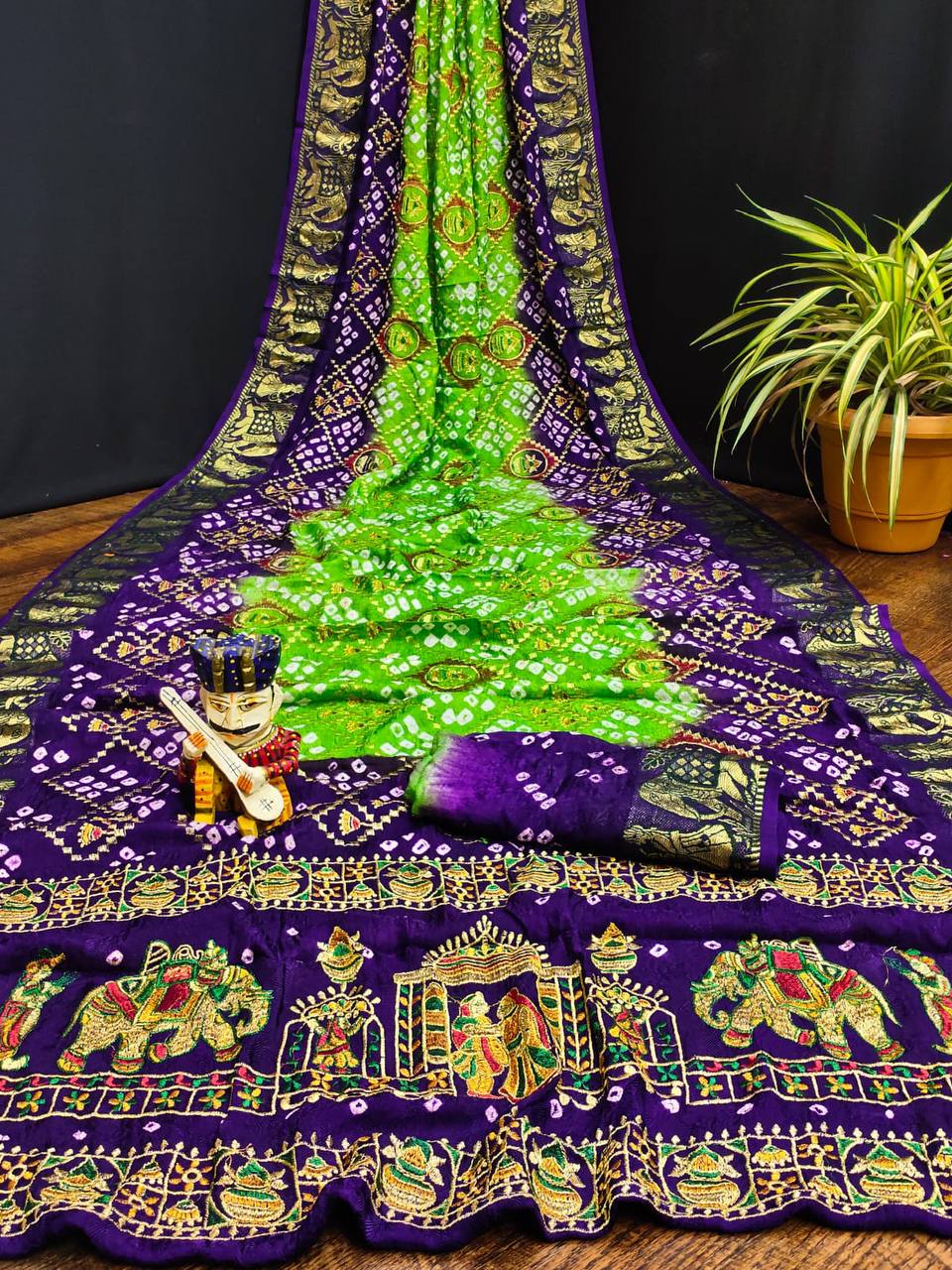 ART SILK BANDHEJ SAREE- MB