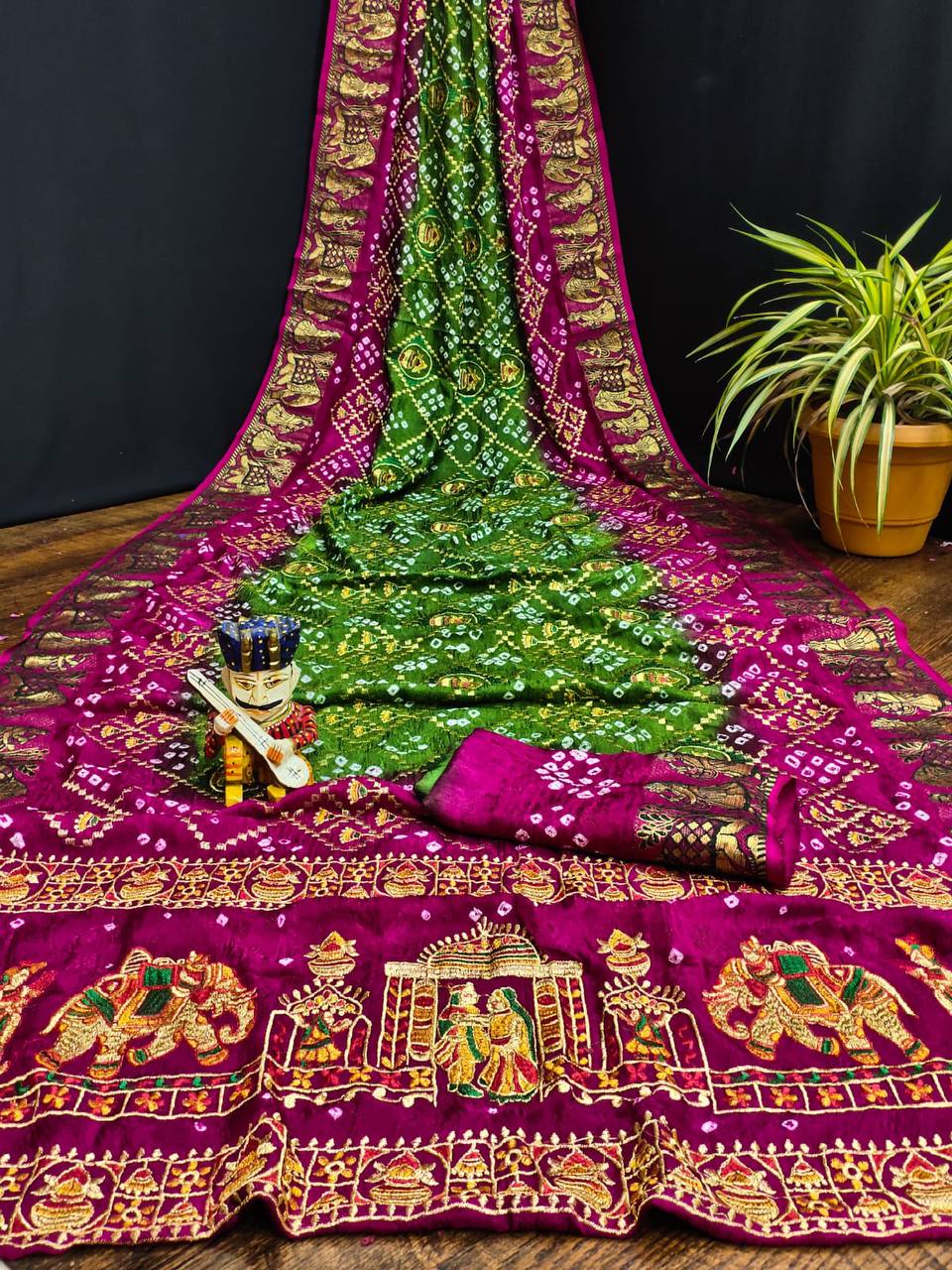ART SILK BANDHEJ SAREE- MB