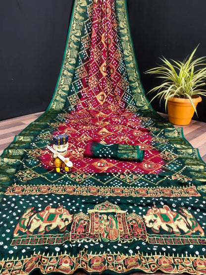 ART SILK BANDHEJ SAREE- MB
