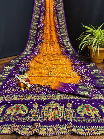 ART SILK BANDHEJ SAREE- MB