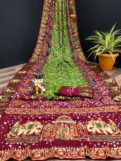 ART SILK BANDHEJ SAREE- MB