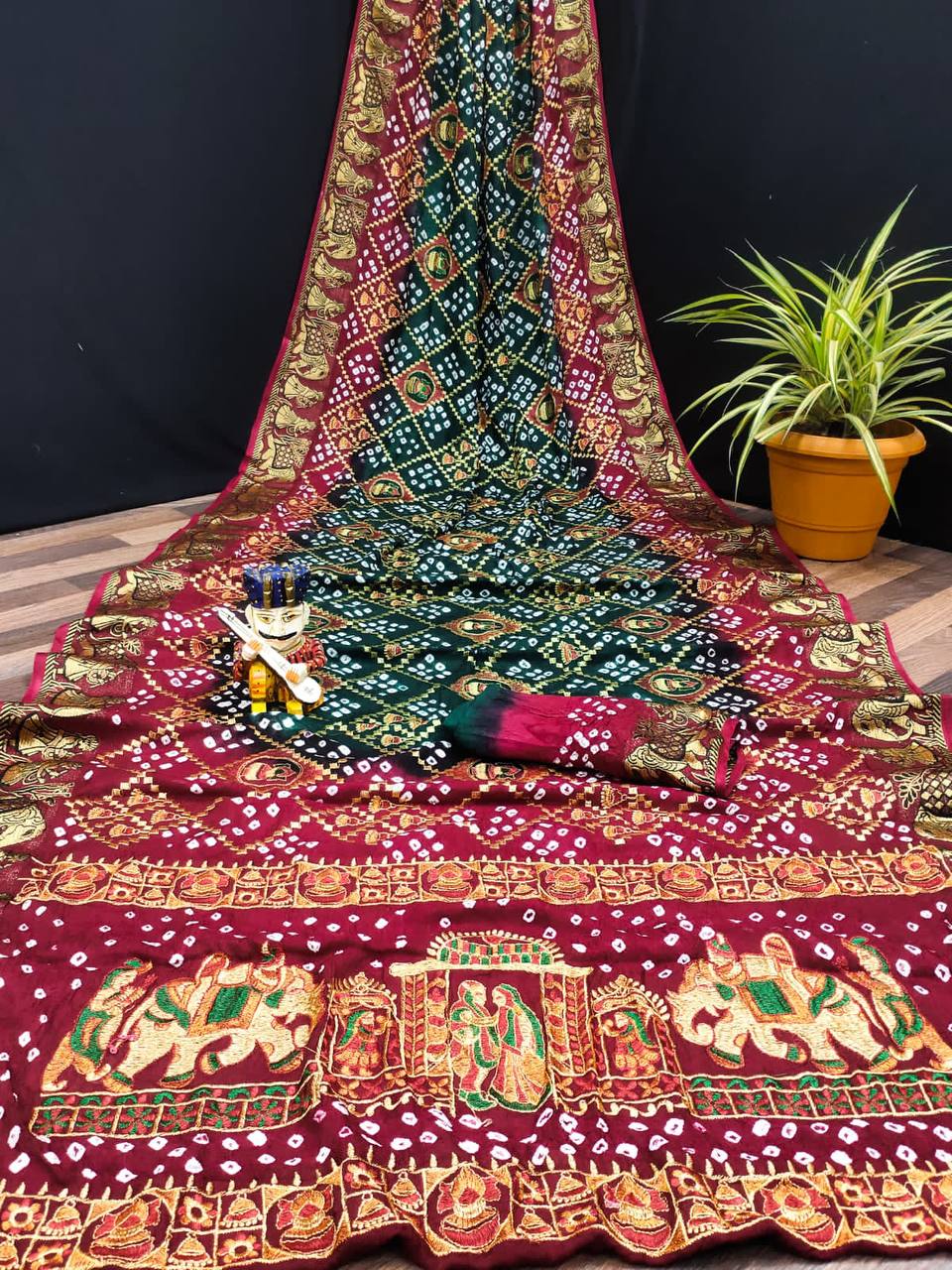 ART SILK BANDHEJ SAREE- MB