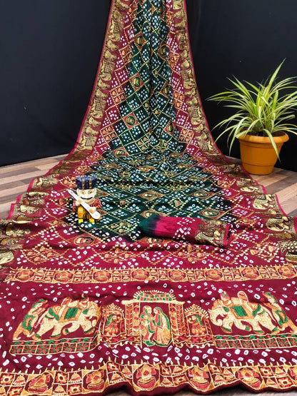 ART SILK BANDHEJ SAREE- MB