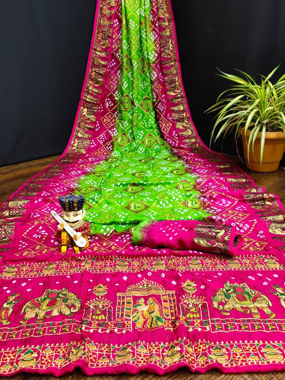 ART SILK BANDHEJ SAREE- MB