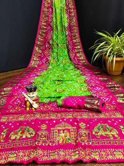 ART SILK BANDHEJ SAREE- MB
