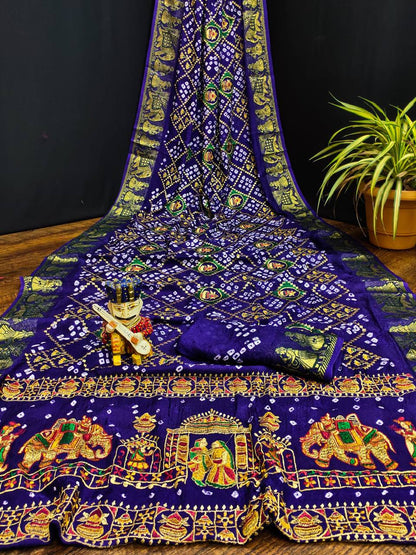 ART SILK BANDHEJ SAREE- MB