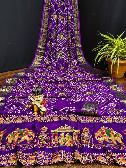 ART SILK BANDHEJ SAREE- MB