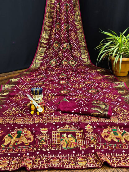 ART SILK BANDHEJ SAREE- MB