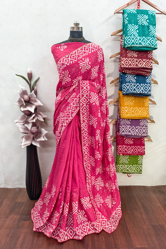 BATIK PRINT SAREE SET OF 8 x 590₹- MB37