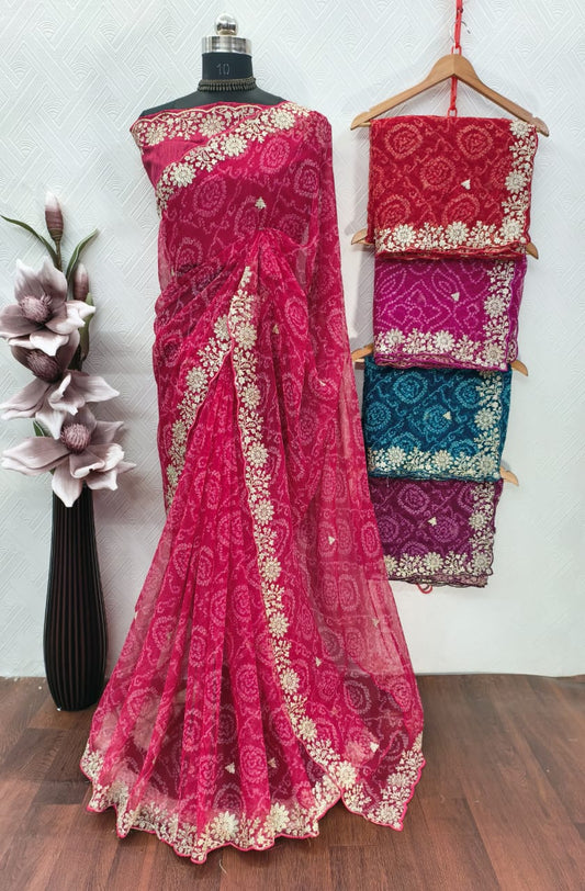 CHIFFON BANDHANI SAREE SET OF 5 x 840₹- MB18