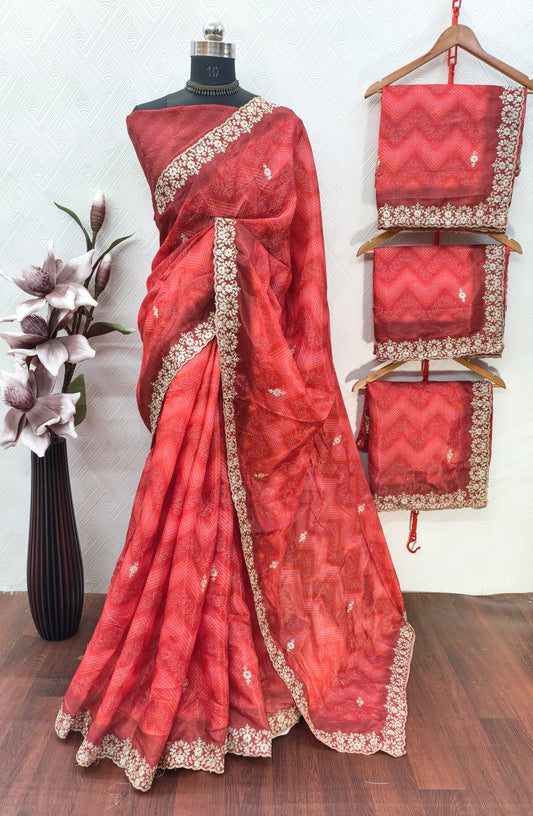 WEDDING SPECIAL RED SAREE SET OF 4 x 899₹- MB26